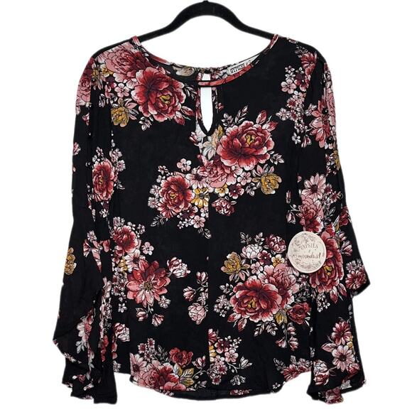 NWT Gypsies & Moondust Gigi Printed Keyhole Top Bell Sleeves Women's Size small - Picture 3 of 16